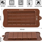 4 PCS Break-Apart Chocolate Molds, Non-Stick Chocolate Bar Molds Silicone Candy Bar Molds for Protein Energy Bar