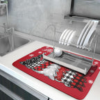 Merry Christmas Dish Drying Mats for Kitchen Counter 18x24 Inch Christmas Tree Snowflake Mat Xmas Buffalo Plaid Dish Rack Mat Reversible Absorbent Dishes Pad Kitchen Accessories for Counter tops