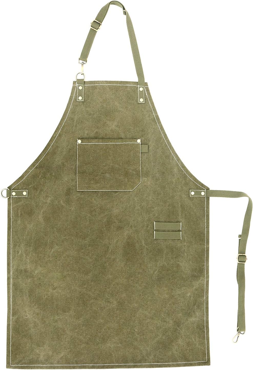 No-Tie Canvas Apron Heavy-Duty 16OZ Work Apron with Front Pocket Extra Long Straps Adjustable M–XXL