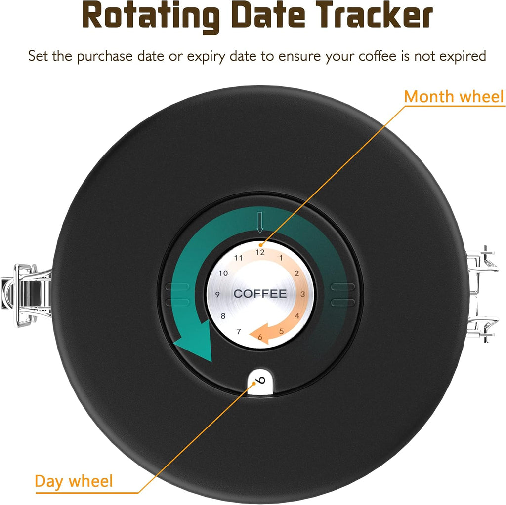 35OZ Coffee Canister for ground coffee with Date Tracker,Mint Green 304 Stainless Steel Kitchen Food Airtight storage container for Coffee Beans or Grounds, Tea, Sugar
