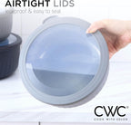 COOK WITH COLOR Prep Bowls with Lids- Wide and Deep Nesting Plastic Small Mixing Bowl Set with Lids, 12 Piece Set - Wide Bowls, Black/White