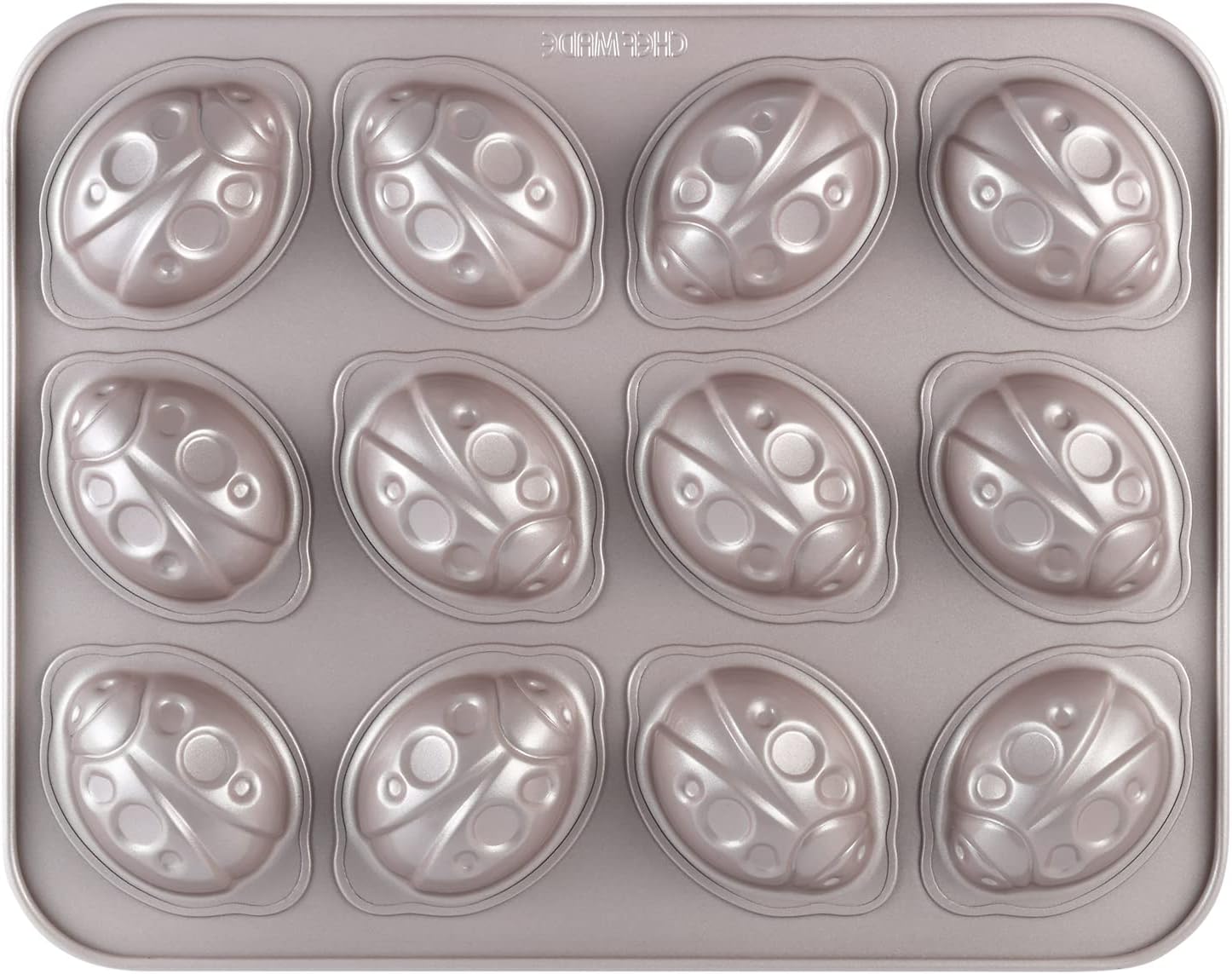 CHEFMADE Beetle Cake Pan, 12-Cavity Non-Stick Animal Muffin Bakeware for Oven Baking (Champagne Gold)
