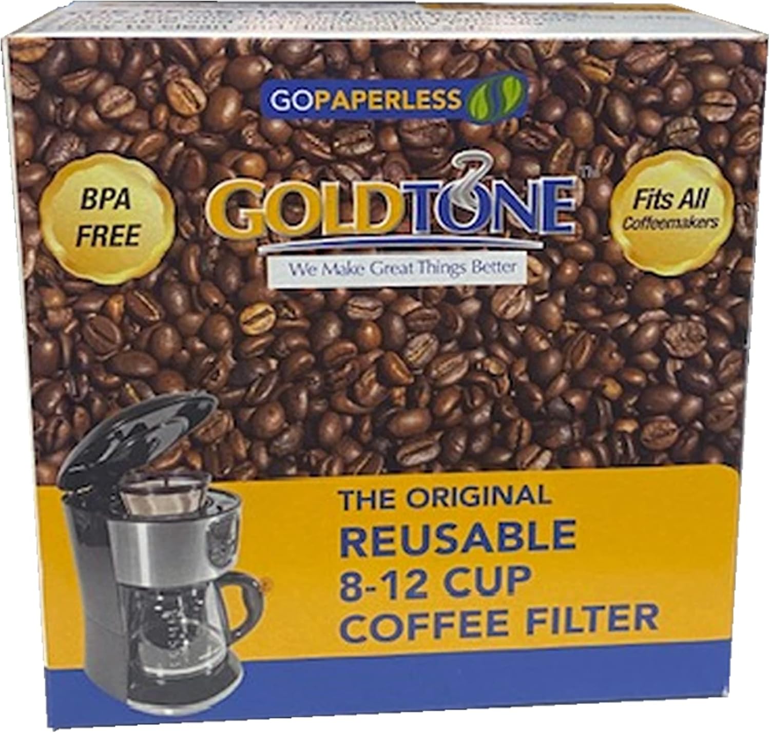 GOLDTONE Reusable 8-12 Cup Basket Coffee Filter fits Hamilton Beach Coffee Makers and Brewers. Replaces your Hamilton Beach Reusable Coffee Filter - BPA Free