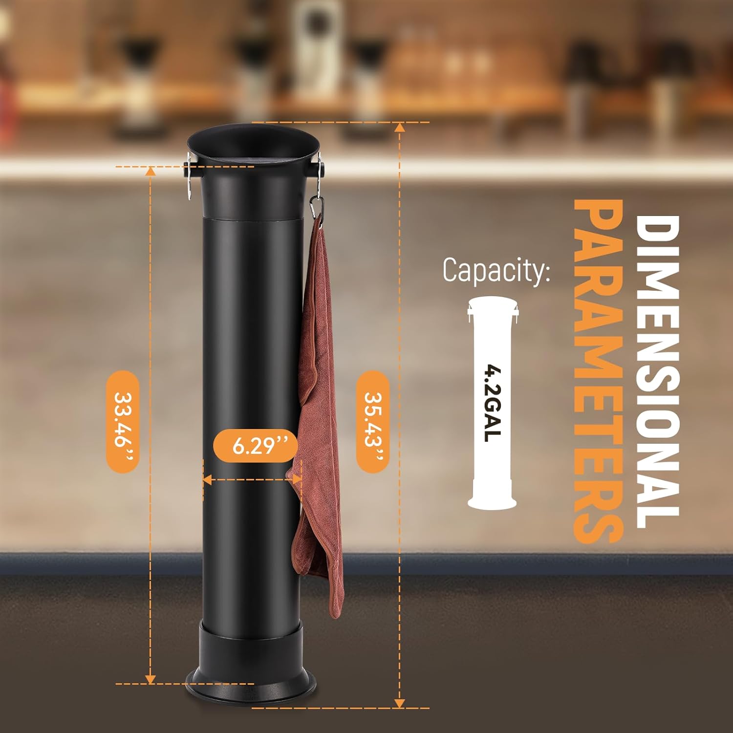 Newhai Espresso Coffee Knock Box for Commercial Use, with 30 Gabbage Bags & towal, Detachable Design, 4.2 Gal Large Capacity