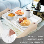 MAONAME White Decorative Tray for Coffee Table, Modern Serving Tray with Handles, Plastic Rectangular Tea Tray for Ottoman, Bathroom Decor, 15.8” X 10.2” x1.4