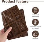 2 Pcs Brown Mini Chocolate Bar Mold for Dubai, Candy Silicone Mold