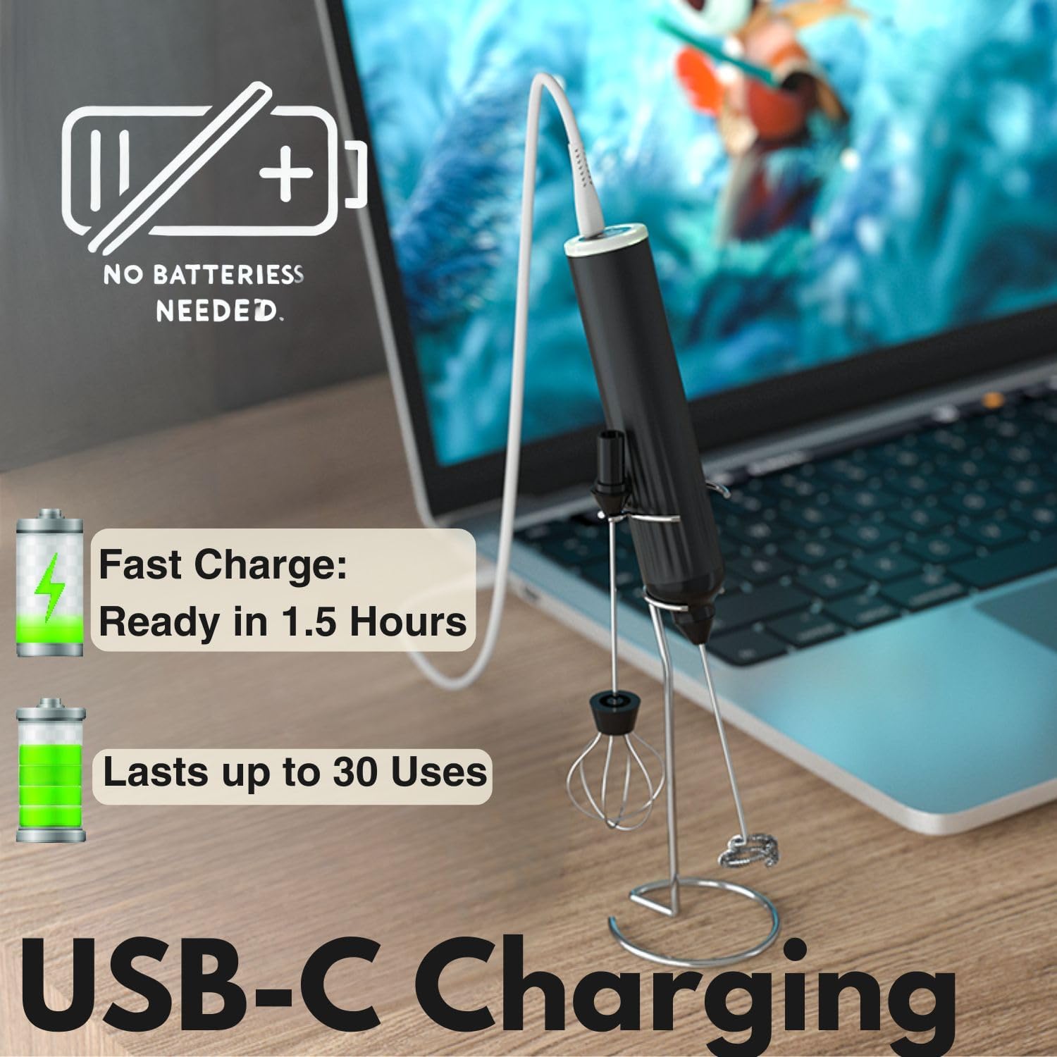 Milk Frother Handheld with 3 Stainless Steel Whisks, Rechargeable Electric Drink Mixer with Stand & Travel Case, Milk Foamer for Coffee, Latte, Cappuccino, Hot Chocolate, Egg,Jam Supplement-Pink