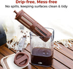 IKAPE 33.8oz Cold Brew Coffee Maker with Removable Filter, Leak-proof Spout for Iced Coffee, Tea & Flavored Drinks, Space Saving Tritan Pitcher (Brown)