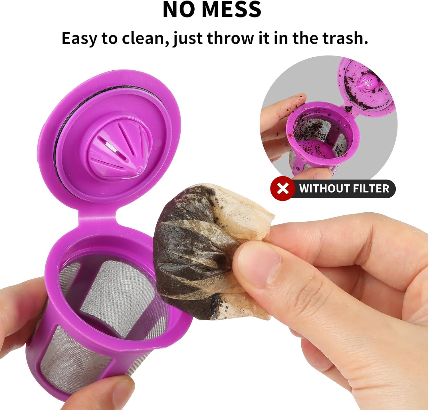 100 Count Fanativita K Cup Filters Disposable with Genius Lid Design, Fit All Reusable K Cups for Keurig (Unbleached)