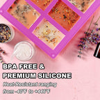 2 Pack Silicone Soap Molds, 6 Cavities Rectangle Silicone Soap Molds, Great for Homemade Craft Soap Mold, Chocolate Mold, Cake Mold ＆ Ice Cube Tray - Just Pop Out（Purple)