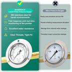 0-60PSI Panel Mount Front Flanged Glycerin Filled Pressure Gauge, 2.5" Dial Size, 1/4" MNPT Back Mount, Stainless Steel Case, with Phillips Screw and Nut, for Water, Gas, Liquid Pressure