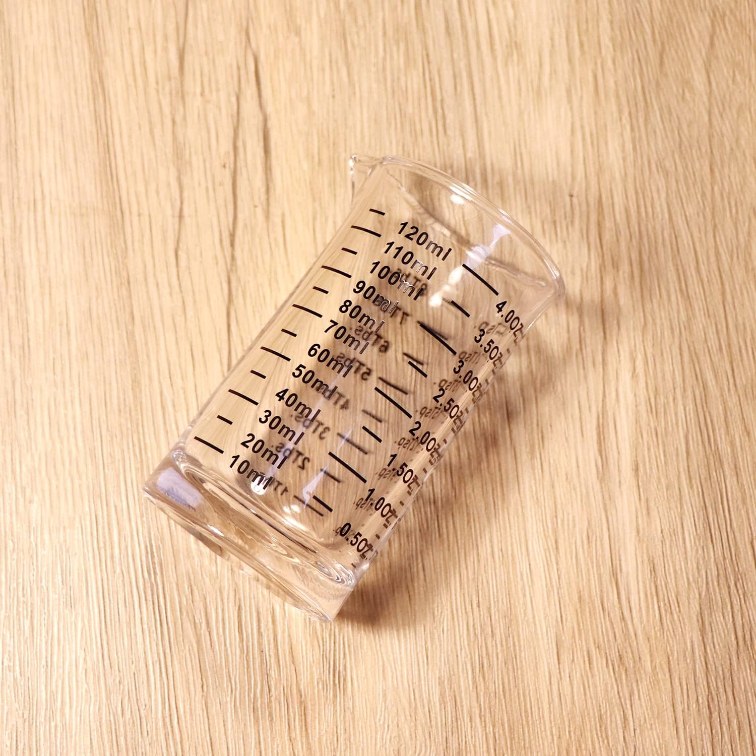 Ackers 4 Oz Glass Measuring Cup,Borosilicate Shot Glass with V-Shaped Spout-Black Line