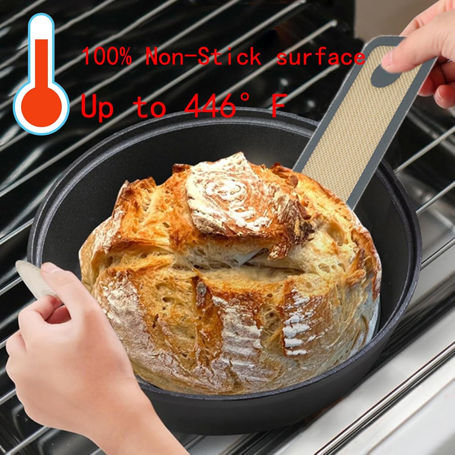 silicone baking mat Oval and Round-sourdough bread baking-supplies silicone bread sling bread making tools with Extra Long Handles, Easy and Stable to Transfer Sourdough Bread, Grey, Gray