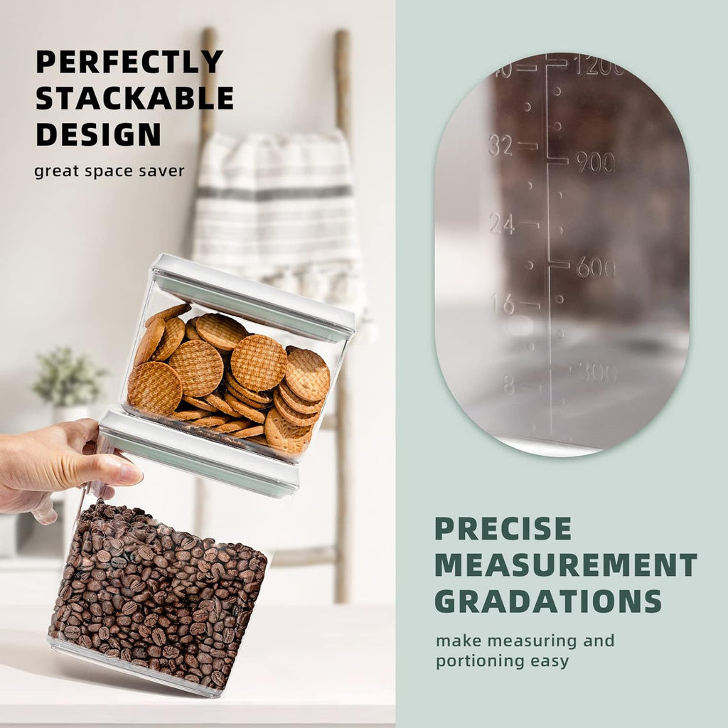 Pop Top Food Storage Containers, 3-Piece Pantry Containers with Lids Airtight, BPA Free Pop Containers for Food Storage, 2 * 1.3Qt+2.9Qt