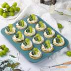 CHEFMADE Muffin Pan, 12 Cups Non-Stick Cupcake Baking Pan Heavy Duty Carbon Steel Pan Muffin Tins Standard Baking Mold for Cakes（Green）