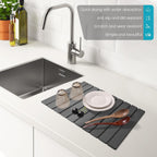 Extral Large Quick Dry Stone Drying Mat for Kitchen Counter,24"(L)x16"(W) Collapsible Eco-Friendly Absorbent Diatomaceous Earth Mat for Dishes Cups,Dish Drying Mats for Any Countertop ﻿