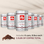 Illy Whole Bean Coffee, Intenso Bold Roast - Bold & Flavorful - 100% Arabica - Whole Beans - Pressurized Packaging Sealed for Freshness - 8.8oz can (Pack of 6)