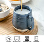 Hasense Ceramic Coffee Mugs Set of 2, 20 oz Tea Cups with Comfortable Handles, Perfect for Coffee, Latte, and Hot Beverages, Microwave and Dishwasher Safe, Deep Blue