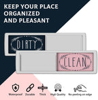 KitchenTour Clean Dirty Magnet for Dishwasher Upgrade Super Strong Magnet - Easy to Read Non-Scratch Magnetic Silver Indicator Sign with Clear, Bold & Colored Text, Pink
