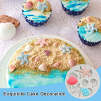 MEMOVAN Under the Sea Silicone Mold 3pcs Marine Fondant Cake Mold Seashell Conch Starfish Silicone Baking Mold for Under the Sea Ocean Chocolate Candy Cake Decoration Polymer Clay Gum Paste Craft