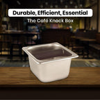 Rattleware Heavy-Duty Stainless Steel Knock Box Espresso Puck Disposal Durable Commercial Grade with Welded Bar Splash Guard All-Stainless Design for Busy Cafes and Home Baristas (6" x 5.5" x 4")