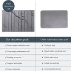 2 PCS Large Stone Dish Drying Mat for Kitchen Counter, , Marbled Water Absorbing Diatomaceous Earth Drying Pad for Countertop Bottles Utensils Cups 24"x16"& 8"x4"