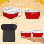 25 Pack Square Mini Cake Pans with Lids,Mini Loaf Pans with Lids,Aluminum Foil Baking Cups,Disposable Ramekins Cupcake Cups,Dessert Cups for Wedding Birthday Party Picnics,5oz (Red)