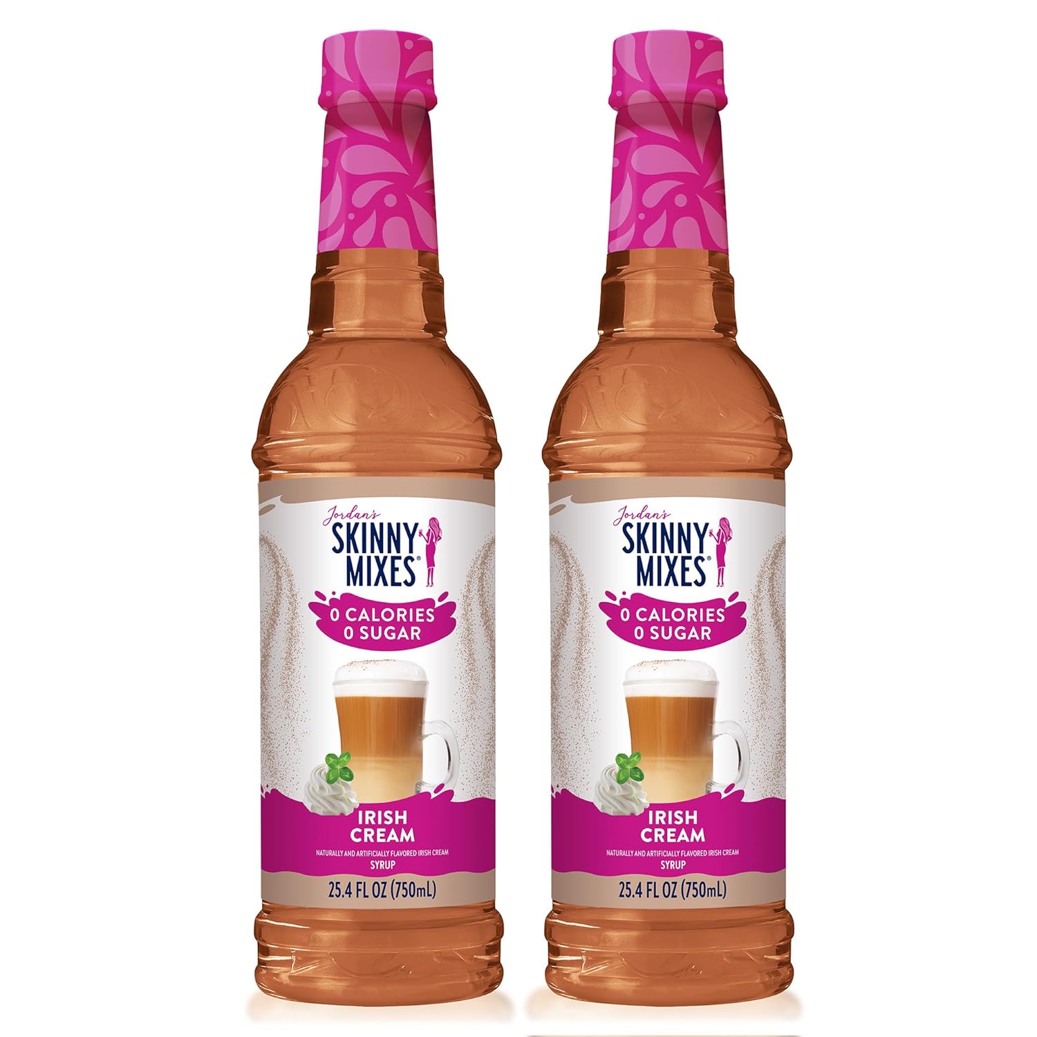 Jordan's Skinny Syrups Sugar Free Coffee Syrup, Irish Cream Flavor Drink Mix, Zero Calorie Flavoring for Lattes, Protein Shake, Food & More, Gluten Free, Keto Friendly, 25.4 Fl Oz, 2 Pack