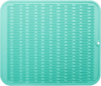 Silicone Dish Drying Mat for Multiple Usage,Easy clean,Eco-friendly,Heat-resistant Silicone Mat for Kitchen Counter or Sink,Refrigerator or Drawer Liner Mint 2XL 24 inches x 18 inches
