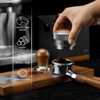 CrossCreek 54mm Espresso Distributor | Adjustable Depth Distribution Tools Fits 54mm Breville Portafilter | Stainless Steel & Walnut Coffee Distributor | Espresso Machine Accessories for Coffee Bar