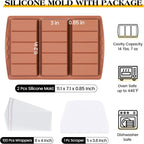 2 Pcs Chocolate Bar Molds Deep Large Chocolate Molds Silicone Break Apart Thick Silicone Molds for Candy Bar, With 100 Pcs Bags and 1 Pc Scraper Set (5 Snap）