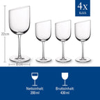 Villeroy & Boch New Moon Set, 4 Pieces, Elegant, Modern Red Wine Day Use, Crystal Glass, Transparent, Dishwasher Safe