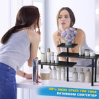 JayRex Countertop Corner Shelf, 3 Tier Shelf Moveable Organizer for Bathroom Counter, Make Up, Dresser Table, Desktop Shelf (Black)