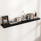 Floating Shelves for Wall, Large Wall Mounted Shelves with Invisible Brackets, Long Wood Floating Shelf Shelves for Living Room, Bedroom, Kitchen, (Black, 55" W x 9" D x 1.5" H)