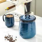 Hasense Ceramic Coffee Container with Airtight Lid, Candy Canister for Countertop, 80 FL OZ Large Food Storage Jar for Sugar,Tea,Flour,Spice,Salt,Cookies,Candy,Treat,Snack,Treats (Blue)