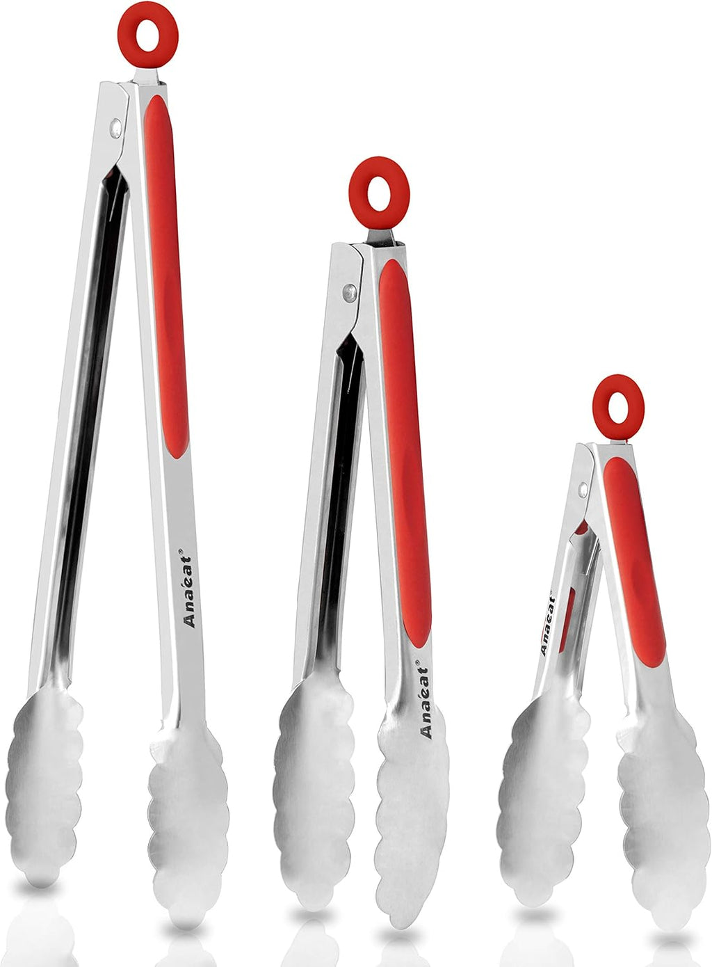 Anaeat Premium Sturdy Barbecue Tongs for Kitchen Grill & BBQ - 7,9,12 Inch Non-Slip Stainless Steel Locking Tongs Heat Resistant for Grilling, Cooking, Turning and Barbecue