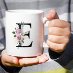 Retreez Initial A-Z Floral Botanical Bouquet Alphabet Monogrammed Monogram Mug 11 Oz Ceramic Tea Coffee Mugs - Appreciation Thank You Wedding Birthday Gifts for her friend coworker sister - E Initial