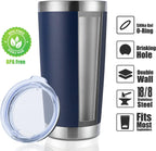 DOMICARE 20oz Stainless Steel Tumbler Bulk with Lid, Double Wall Vacuum Insulated Travel Mug, Powder Coated Coffee Cup (Navy, 12)