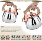 Stainless Steel Tea Kettle for Stove Top Teakettles Stovetop Whistling with Heat Proof Ergonomic Handle 2.5 Quart