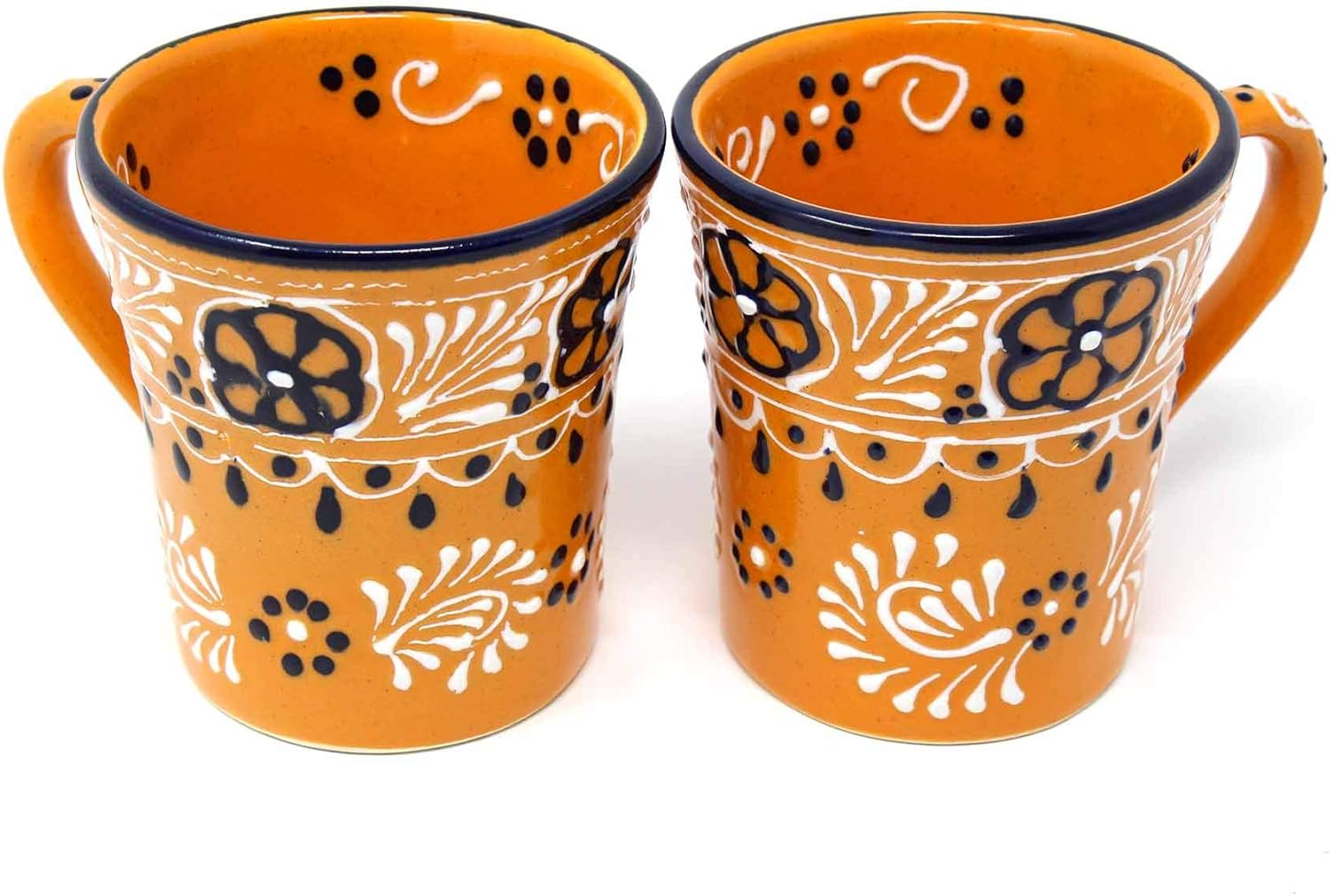 Encantada Handmade Hand-Painted Authentic Mexican Pottery Mugs (2-Pack, Mango)