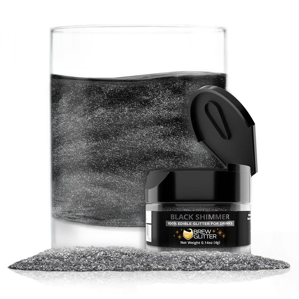 Brew Glitter Black Edible Drink Glitter 1x 4g Jar for Cocktails, Beer, & Beverages