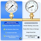 MEANLIN MEASURE 0~3000Psi Stainless Steel 1/4" NPT 2.5" FACE DIAL Liquid Filled Pressure Gauge WOG Water Oil Air Lower Mount, with 1/2" NPT and 3/8" NPT Hex Bushing