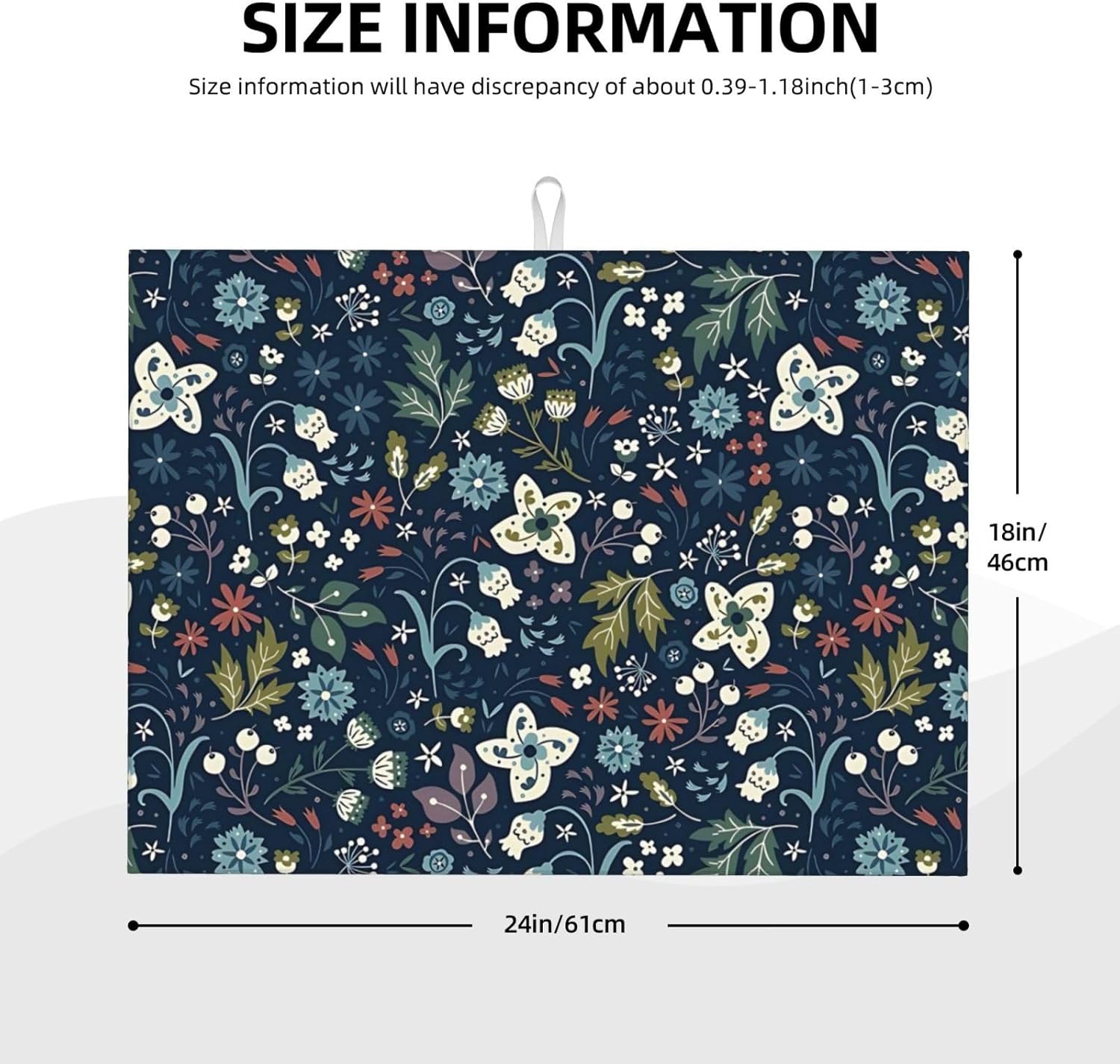 2Pcs Dish Drying Mats Faucet Mats Sets Large Size Coffee Mats Sink Faucet Mat Splash Guard for Kitchen Counter Bathroom Sink Coffee Bar Kitchen Decor (Cute Wildflowers, 18"x24" 15" x 5.5"Set)