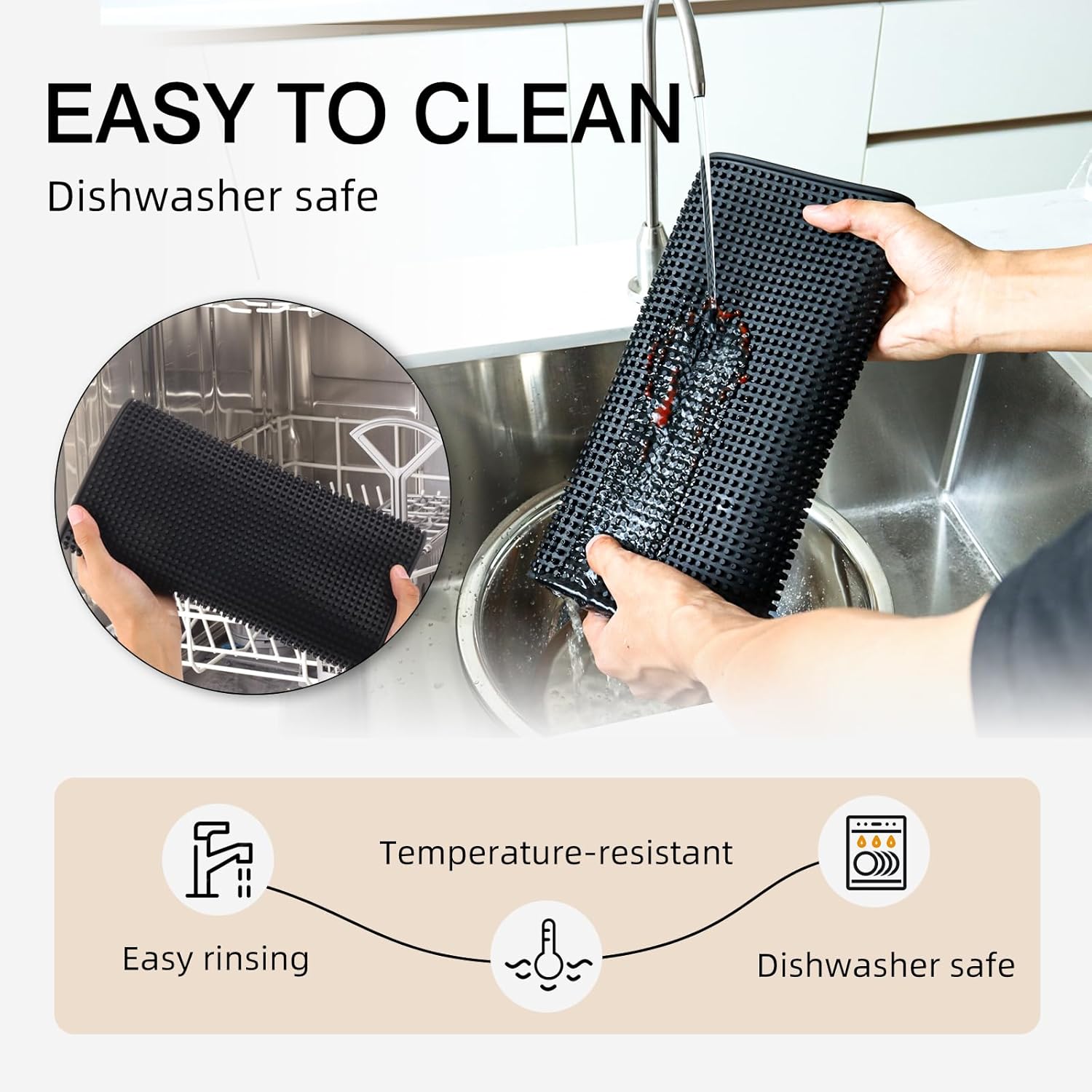 6 Pcs Bar Mats for Countertop 18 x 12 Inch Rubber Silicone Drying Coffee Non Slip Mat for Bartending Home Cocktail Bars Restaurants (Black)