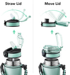 GOSWAG Insulated Sports Water Bottle, 24oz 2 Lids(with Straw/No Straw), Stainless Steel Water Bottles with Paracord Handle, Insulated Bottle with Double-Wall Vacuum Insulation