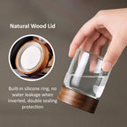 12 oz/350 ml Clear Glass Storage Canister with Airtight Wooden Lid, 4 Pack Small Overnight Oats Containers, Cute Decorative Salad Jar for Snacks Yogurt Spice Sugar Cereal Fruit Coffee Tea