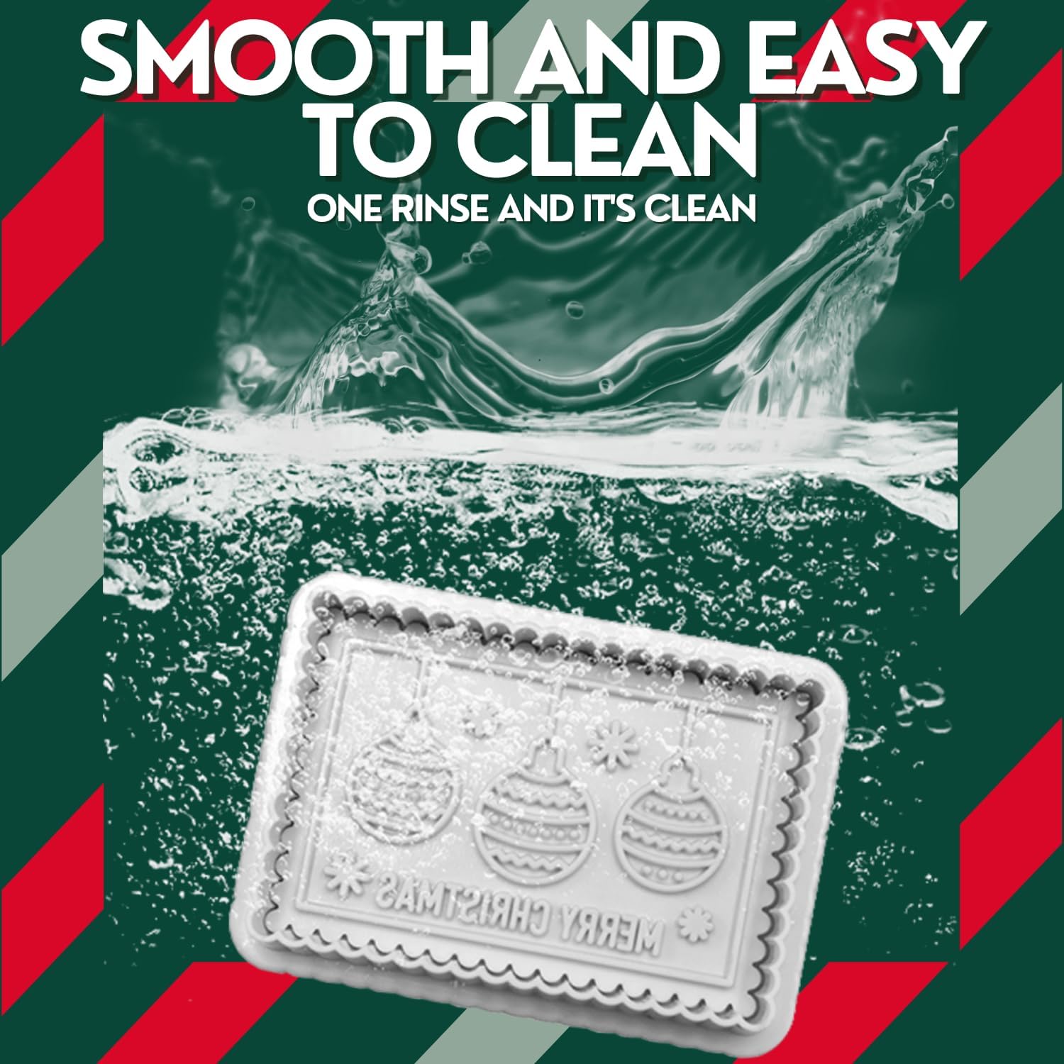 Christmas Cookie Cutters, 4-Piece 3D MERRY CHRISTMAS Plastic Cookie Stamp Set, Comes with Merry Christmas in English, Perfect for Christmas cookie baking and parties