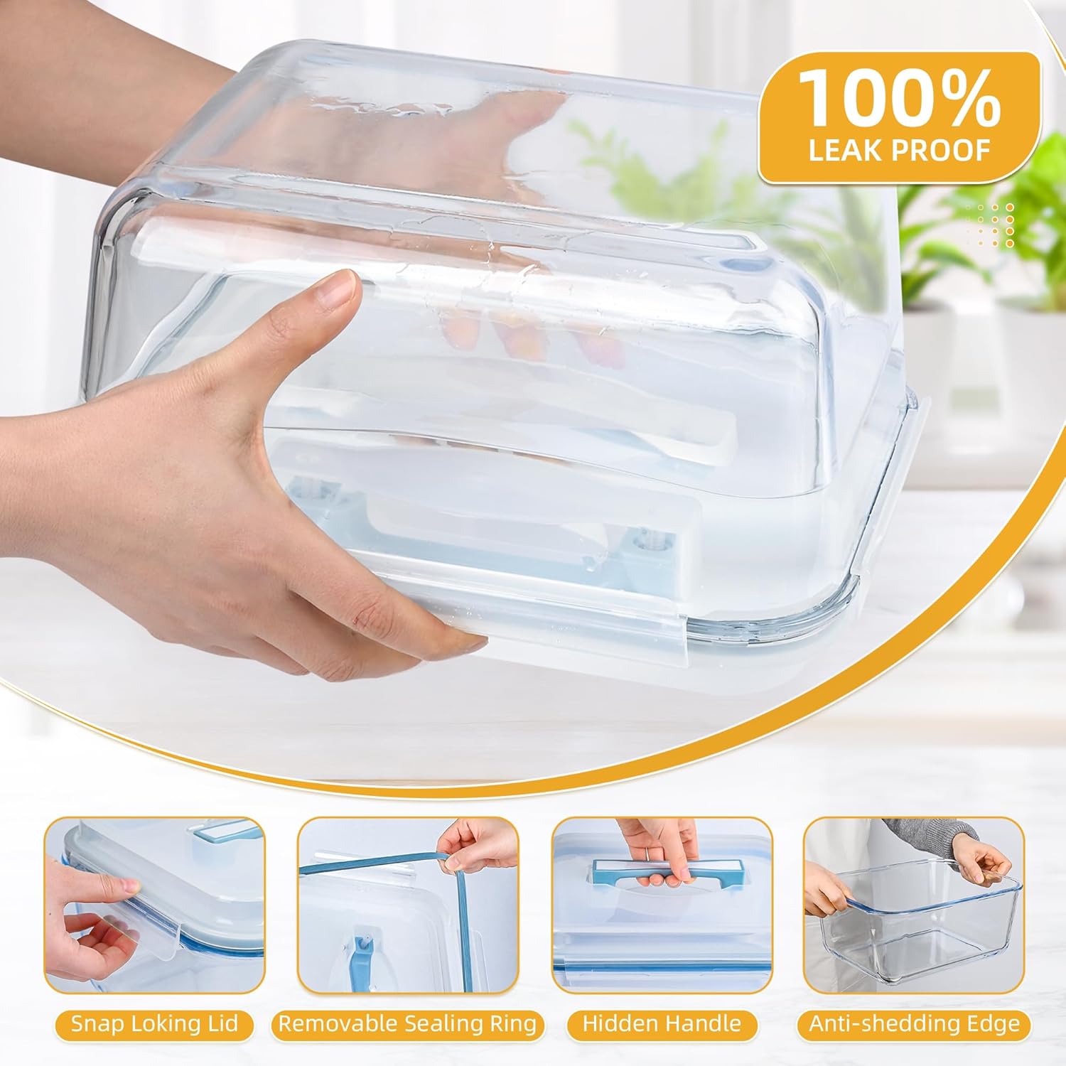 Glass Bread Box Airtight Bread Container, 190oz / 24Cup Large Glass Storage Containers with Lids, Ideal Airtight Food Storage Containers, Roasting Turkey/Chicken/Cookie, Oven&Dishwasher Safe