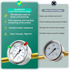 0-5000psi Stainless Steel Glycerin Liquid Filled Pressure Gauge 1/4" NPT 2.5" Face Dial Center Back Mount, for Water, Oil and Air Pressure Testing (with Range Mark Pointer)