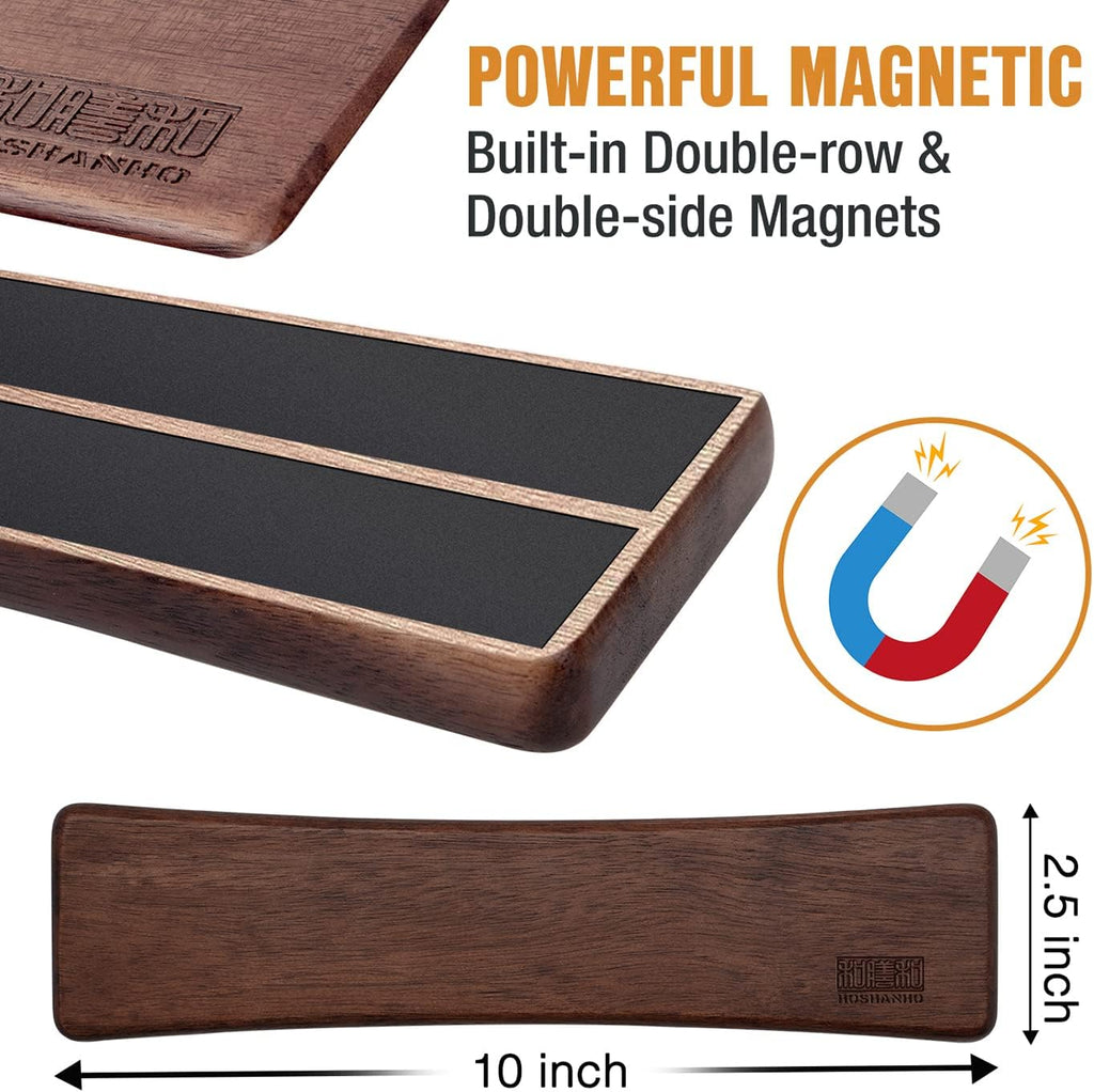 HOSHANHO Magnetic Knife Holder for Wall | Knife Magnetic Strip16 Inch | Knife Holder with Powerful Magnetic | Acacia Wooden Magnetic Knife Strip for Kitchen Knives and Storaging Magnetic Items